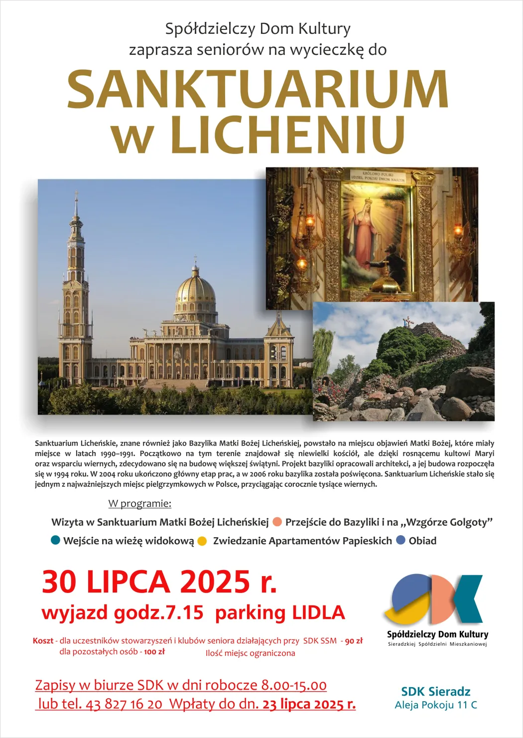 Wycieczka do Sanktuarium w Licheniu